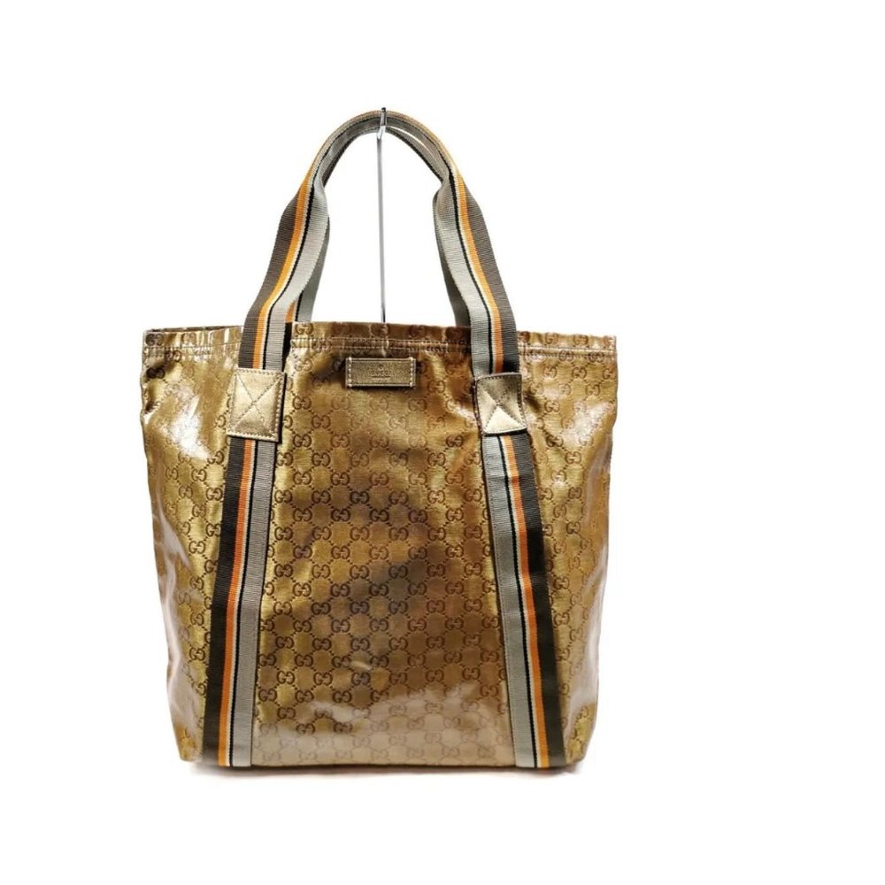 Vintage Gucci Supreme Canvas Coated Crystal tote Bronze Metallic